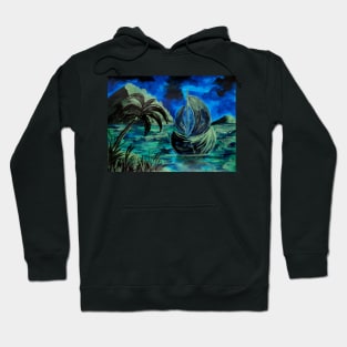 Boat at Night Acrylic Hoodie